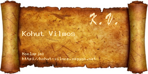 Kohut Vilmos névjegykártya